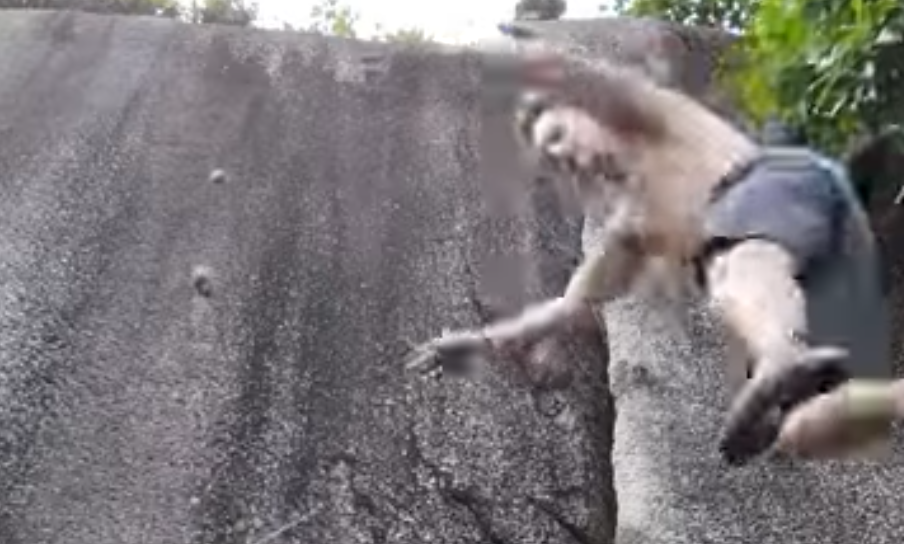 Boulderer Takes an Awkward Fall