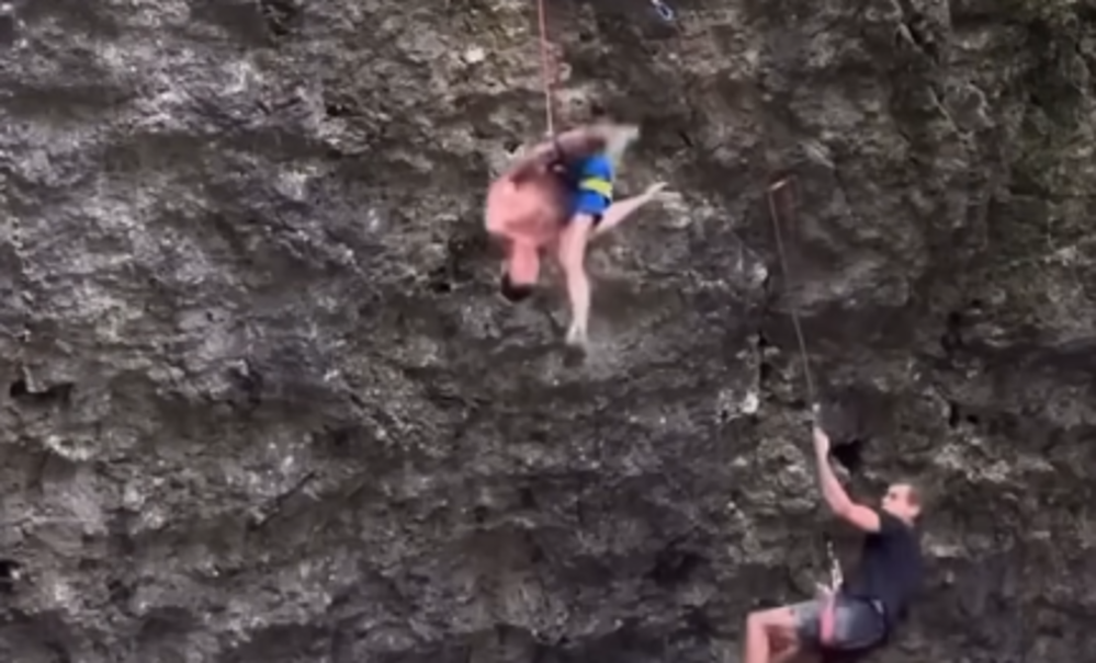 Climber Whips, Flips, Hits Head with No Helmet