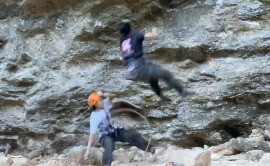 Bolt Breaks! Climber dynos, whips and then snap!